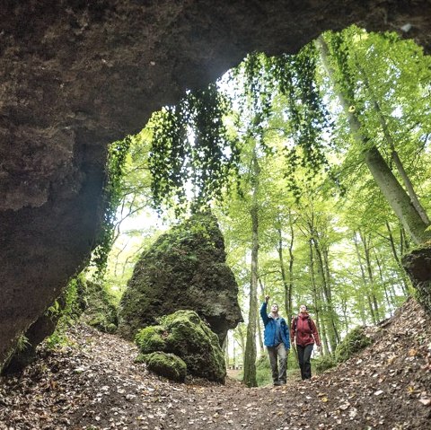 Birresborner Eishöhlen Blick aus der Höhle, © Eifel Tourismus GmbH, Dominik Ketz